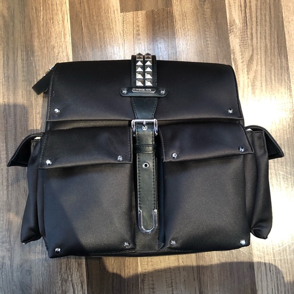 olivia medium studded satin backpack